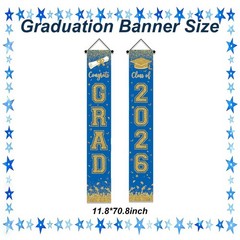 Graduation Decorations 2026 – Blue Graduation Door Banner Congrats Grad Class of