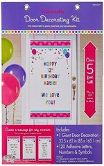 Purple & Teal Bright Polka Dot Stripe Birthday Party Door Decoration Kit