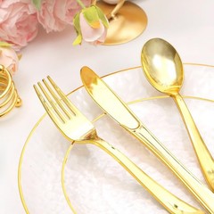 150 Pcs Plastic Dinnerware Set Disposable for 25 Guests – Clear Plates with G…