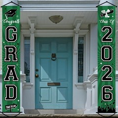 2Pcs 2026 Graduation Porch Banner Class of 2026 Congrats Grad Door Sign Decor