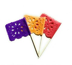 Set of 24 Pcs Multi-Colored Mini Mexican Paper Papel Picado Tissue Banner Fla…