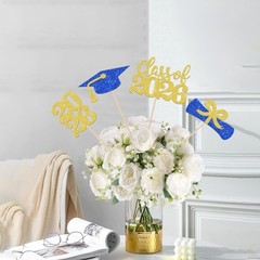 12 PCS Class of 2026 Graduation Centerpiece Sticks Grad Cap Diploma Table Flo…