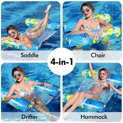 Inflatable Pool Floats Adult，2 Pack Multi-Purpose Pool Float Water Hammock，Po…