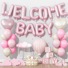 Pink Baby Shower Decorations for Girl, WELCOME BABY Girl Letter Foil Balloons…