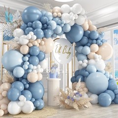 412Pcs Dusty Blue White Sand Balloon Arch Garland Kit,18 12 10 5 Inch Slate F…