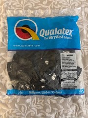 11” Round Onyx Black with Balaclava Eyes Qualatex Balloons, 100ct