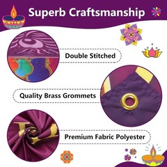 Extra Large Happy Diwali Banner 72″ x 48″ India Festival of Lights Peacock