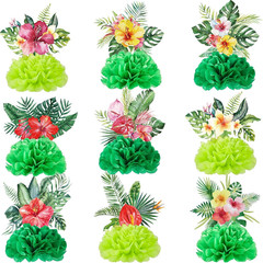 9 Pcs Hawaii Luau Party Decorations Honeycomb Centerpieces for Table | Tropical