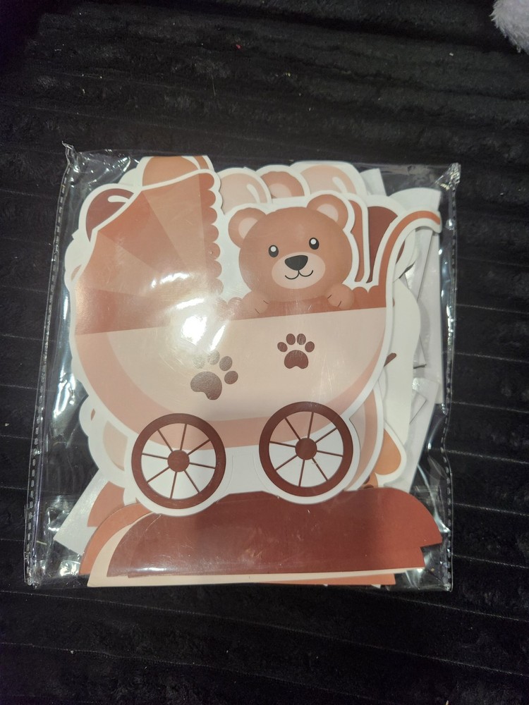 12 Piece Brown Bear Baby Shower Table Decoration