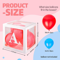 Baby Boxes with 4 PCS Letters for Baby Shower White Clear Balloon Box Blocks Gen