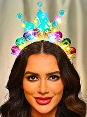 Light Up Birthday Crown Headband Glow Ball Sparkly Hair Accessories Women