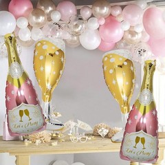 4 Pcs Champagne Balloons, Huge Rose Gold Champagne Bottle Goblet Aluminum Foi…