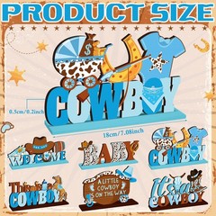 6 Pcs Cowboy Baby Shower Decorations Wooden Western Centerpieces for Tables w…