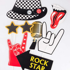 18 Pcs Rock and Roll Birthday Party Decorations Music Note Guitar Star Photo Boo