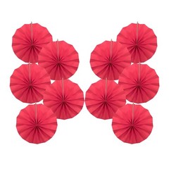 Red Birthday Decorations Paper Fans Hanging 8 Inch Wedding Graduation DIY Set