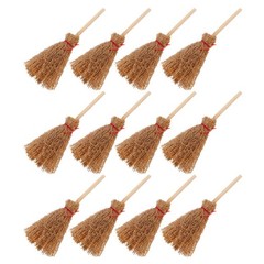 30Pcs Miniature Witch Brooms Light Brown Wood Mini Dollhouse Accessories Set