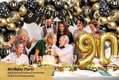 90th Decorations for Men with Happy 90th Decorations Banner 90 Balloon Number…