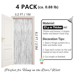 Thicken Streamers 4 Pack 13.2×8.2 FT Tinsel 38.4″W x 98.4″L (Pack of 4) Silver