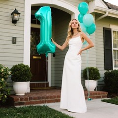 40 Inch Teal Blue Balloon Number 1 First Birthday Jumbo Mylar Foil Helium Bal…