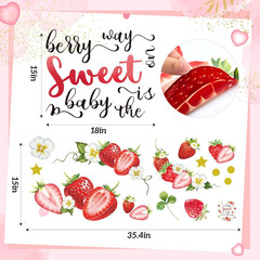 Strawberry Baby Shower Decorations, a Berry Sweet Baby Is on the Way Decal Banne