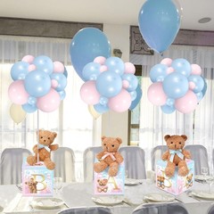 6-Set Baby Shower Bear Boxes & Balloon Decor – Gender Reveal Party Kit