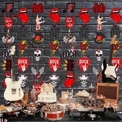 8pcs Rock and Roll Party Hanging Garlands Rock Music Room Wall Decor Rockstar…