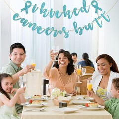 I Kicked Cancer’s Butt Banner, Beat Cancer, A New Beginning, Free Sky Blue