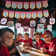 33 Pcs Ice Cream Drip Baseball Birthday Baseball Banner Sports Party Decorati…