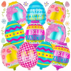 20PCS Easter Egg Foil Balloons Happy Easter Party Decor Mylar Balloons Set