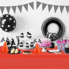 Cindeer 30 Pcs Racing Car Party Decorations 8 Ft Running Mat 16 Ft Long Pennant