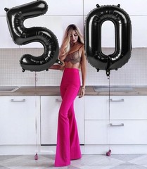 50 Balloon Number, Black Balloons 40 Inch Birthday Decorations for 50th, Big …