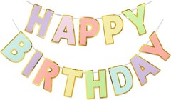 Elegant 9ft Pre-Strung Happy Birthday Banner in Macaron Colors – No DIY Needed