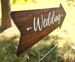 Wedding Directional Arrow Yard Signs (23.5 x 8.5) with Heavy Duty Yard Stakes