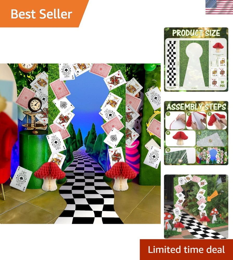 Wonderland Theme Party Decorations Set 34 Pcs Wonderland Photo Backdrop
