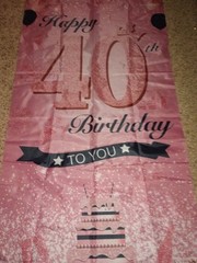 Happy 40th Birthday Banner Flag 4 Ring Grommet Party Decoration Pink 68 In Long