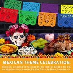 Paquete de 6 pancartas de Papel Picado de México, pancartas para fiestas