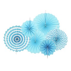 Hanging Paper Fans Set Paper Decorations for Party Birthday Blue（6pcs)