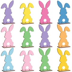12 Pcs Easter Decorations Easter Bunny Wooden Table Centerpieces Rabbit Table…