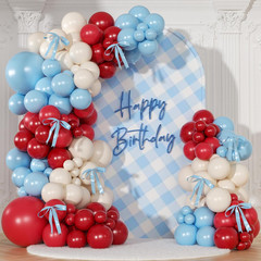 Red and Blue Balloon Arch Kit, Double Stuffed Red White and Blue Balloons with B