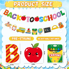 Back to School Banner Decorations Pre-Strung Happy First Day of School Classroom