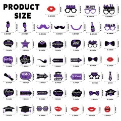 46Pcs Black Purple Graduation Photo Booth Props 2026 Graduation Decorations w…