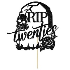 Rip Twenties 30th Birthday Cake Topper Black Glitter Death My 20s Funeral