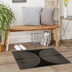 Easy Jute Rainbow Entryway Rug, 2×3 Black Washable Non-Slip Indoor Outdoor Do…