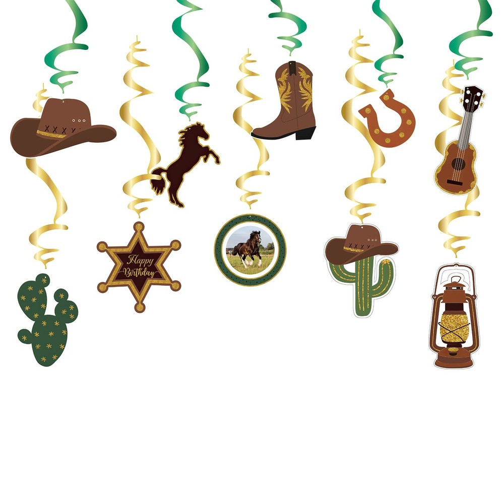 10 PCS Western Cowboy Theme Birthday Party Swirls Streamers Decor Backdrop