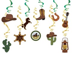 10 PCS Western Cowboy Theme Birthday Party Swirls Streamers Decor Backdrop