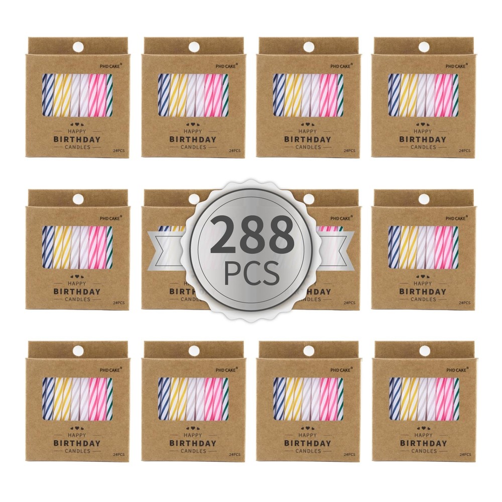 PHD CAKE 288-Count Multicolored 2.3 inches, Pink, Green, White, Yellow, Blue