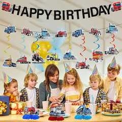 Heavy Truck Birthday Decorations – 13 Pcs Semi Truck Happy Birthday Decorations,