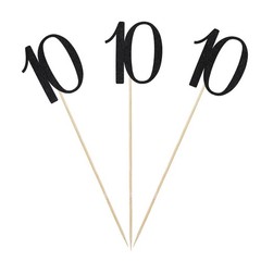 12 PCS Black Glitter 10th Birthday Centerpiece Stick Table Topper Decoration