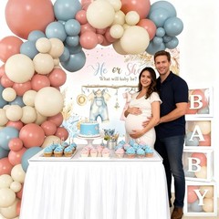 138Pcs Gender Reveal Decorations Kit – Pink & Blue Balloon Garland, Baby Box, Ba