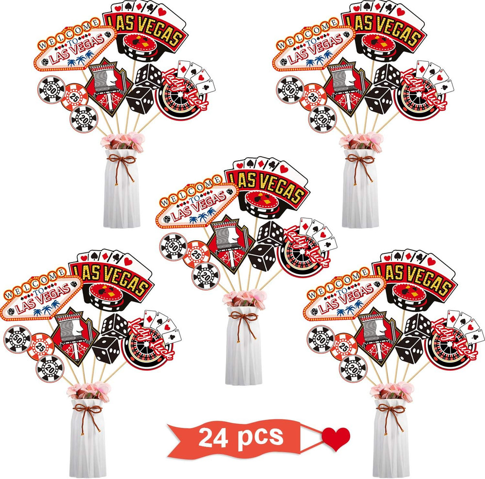 60 Pieces Casino Centerpiece Sticks 60pcs Las Vegas Table Toppers Party Decor